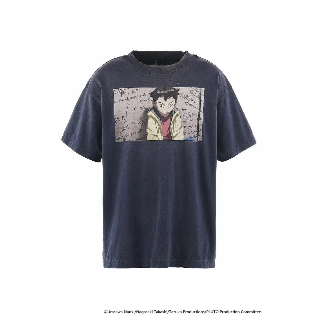 PLUTO x SAINT Mxxxxxx PLUTO SS TEE/Pluto co-branded retro tee Pluto distressed hole short sleeves Washed blue S-XL The washing and destruction process have reached the highest peak in the brand's history The real thing is quite acceptable This tee is derived from Osamu Tezuka's landmark masterpiece Customized original consistent main mark/wash mark Original consistent cylindrical OE yarn fabric